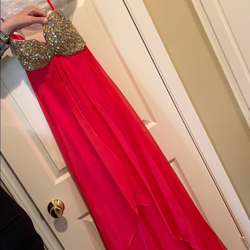 Hot Pink Jeweled Prom Dress